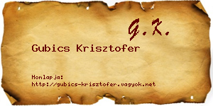 Gubics Krisztofer névjegykártya